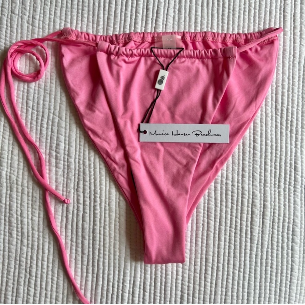 MONICA HANSEN Beachwear Bond Girl Side Tie String Bikini Bottom (Pink Panther)